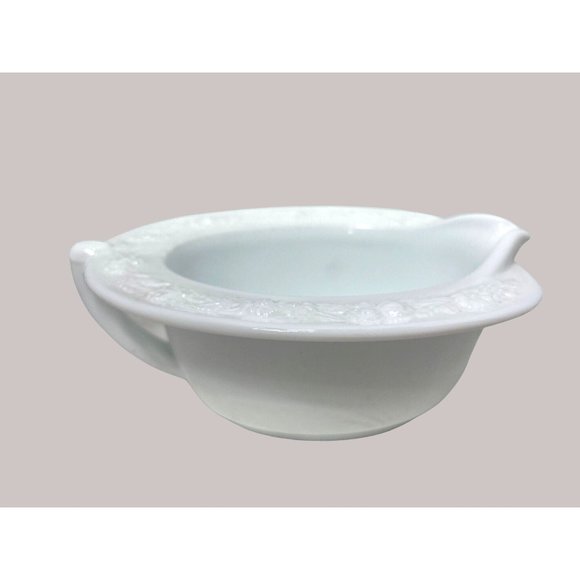 Anchor Hocking Vitrock Oval Floral Rim Milk Glass Cream and Sugar Set 1930's - Picture 4 of 5